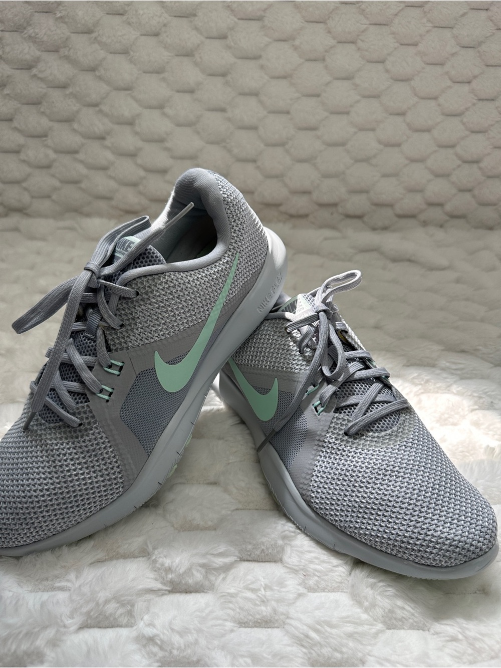 Nike Flex Trainer 8 Gray/Mint Swoosh Size 9.5